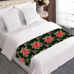 Watercolor Christmas Poinsettia Print Bed Runner