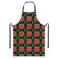 Watercolor Christmas Poinsettia Print Bib Apron With Pocket