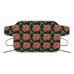 Watercolor Christmas Poinsettia Print Car Windshield Snow Cover