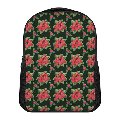 Watercolor Christmas Poinsettia Print Casual Backpack