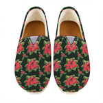 Watercolor Christmas Poinsettia Print Casual Shoes