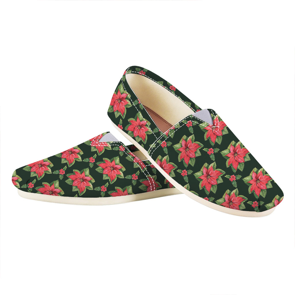 Watercolor Christmas Poinsettia Print Casual Shoes