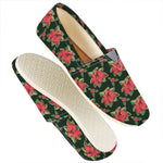 Watercolor Christmas Poinsettia Print Casual Shoes