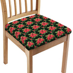Watercolor Christmas Poinsettia Print Chair Cushion Cover