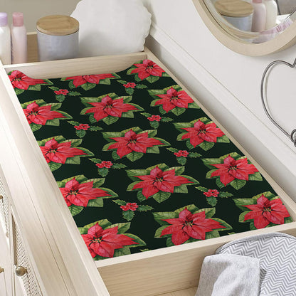 Watercolor Christmas Poinsettia Print Changing Pad Cover