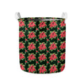 Watercolor Christmas Poinsettia Print Collapsible Laundry Basket