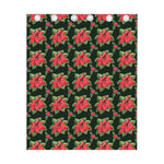 Watercolor Christmas Poinsettia Print Curtain