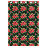 Watercolor Christmas Poinsettia Print Curtain