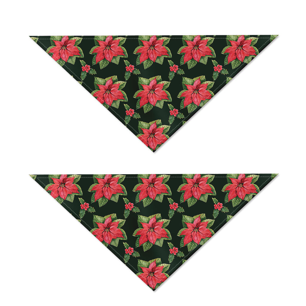 Watercolor Christmas Poinsettia Print Dog Bandana