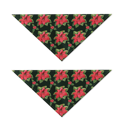 Watercolor Christmas Poinsettia Print Dog Bandana