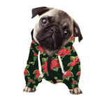 Watercolor Christmas Poinsettia Print Dog Zip Up Hoodie