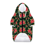 Watercolor Christmas Poinsettia Print Dog Zip Up Hoodie