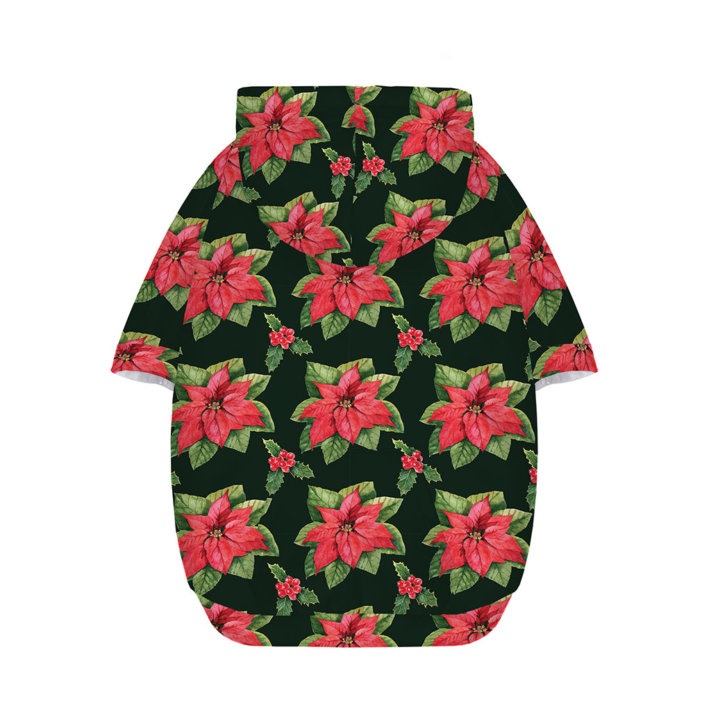 Watercolor Christmas Poinsettia Print Dog Zip Up Hoodie