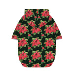 Watercolor Christmas Poinsettia Print Dog Zip Up Hoodie