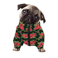 Watercolor Christmas Poinsettia Print Dog Zip Up Jacket