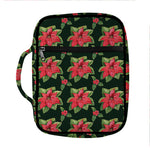 Watercolor Christmas Poinsettia Print Front Pocket Bible Bag