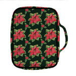 Watercolor Christmas Poinsettia Print Front Pocket Bible Bag