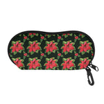 Watercolor Christmas Poinsettia Print Glasses Case