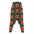 Watercolor Christmas Poinsettia Print Hammer Pants