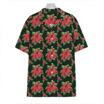 Watercolor Christmas Poinsettia Print Hawaiian Shirt