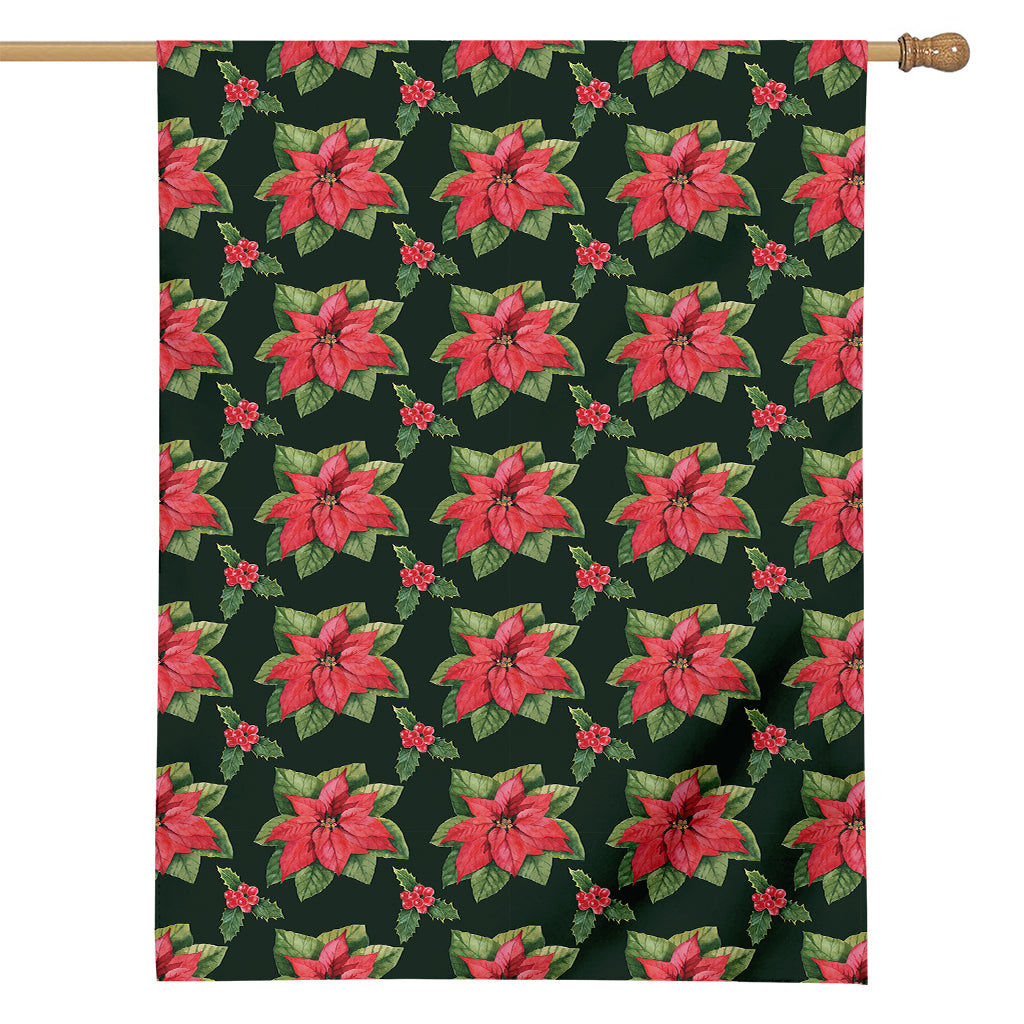 Watercolor Christmas Poinsettia Print House Flag