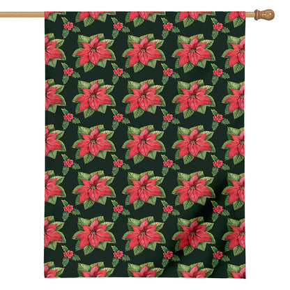 Watercolor Christmas Poinsettia Print House Flag