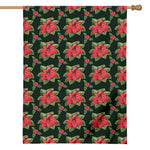 Watercolor Christmas Poinsettia Print House Flag
