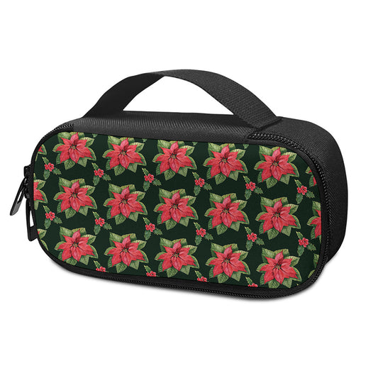 Watercolor Christmas Poinsettia Print Insulin Cooler Travel Case