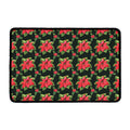 Watercolor Christmas Poinsettia Print Kitchen Mat