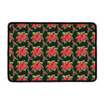 Watercolor Christmas Poinsettia Print Kitchen Mat