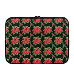 Watercolor Christmas Poinsettia Print Laptop Sleeve