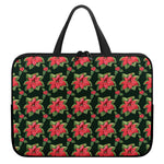 Watercolor Christmas Poinsettia Print Laptop Sleeve With Handle