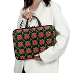 Watercolor Christmas Poinsettia Print Laptop Sleeve With Handle