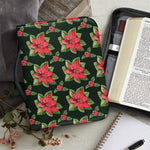 Watercolor Christmas Poinsettia Print Leather Bible Cover