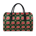 Watercolor Christmas Poinsettia Print Leather Duffel Bag