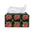 Watercolor Christmas Poinsettia Print Leather Tissue Box Cover