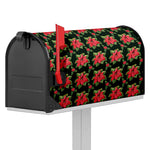 Watercolor Christmas Poinsettia Print Mailbox Cover