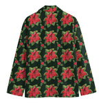 Watercolor Christmas Poinsettia Print Men's Blazer