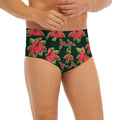 Watercolor Christmas Poinsettia Print Men's Briefs