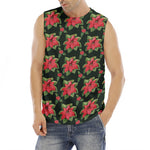 Watercolor Christmas Poinsettia Print Men's Fitness Tank Top