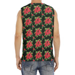 Watercolor Christmas Poinsettia Print Men's Fitness Tank Top