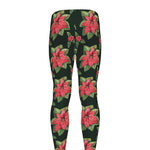 Watercolor Christmas Poinsettia Print Men's leggings