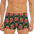 Watercolor Christmas Poinsettia Print Men's Short Boxer Briefs