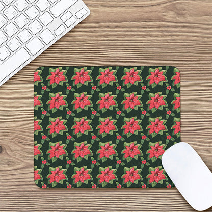 Watercolor Christmas Poinsettia Print Mouse Pad