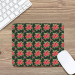 Watercolor Christmas Poinsettia Print Mouse Pad
