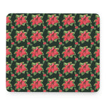 Watercolor Christmas Poinsettia Print Mouse Pad