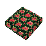Watercolor Christmas Poinsettia Print Outdoor Seat Cushion Cover