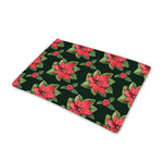 Watercolor Christmas Poinsettia Print Pet Cooling Mat Cover