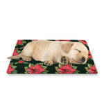 Watercolor Christmas Poinsettia Print Pet Cooling Mat Cover
