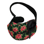 Watercolor Christmas Poinsettia Print Pet Sling Carrier